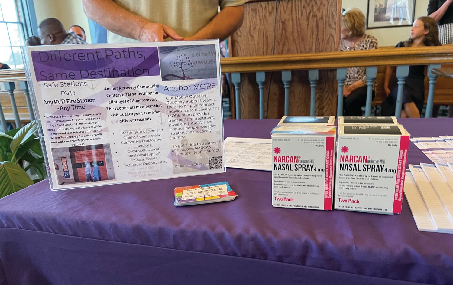 SAVING LIVES: Free doses of Narcan were available for participants in last week’s Recovery Month event, along with other information and resources. Megan Perry of Anchor Recovery said the group has distributed more than 5,000 doses of Narcan since the start of the year, and roughly 200 people have reported using it to save someone’s life.